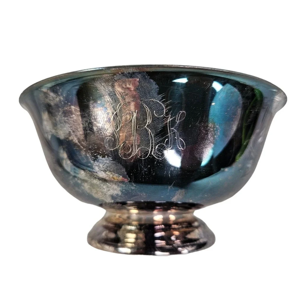 Reed and Barton 102 Bowl Paul Revere Silver Plate With Liner Candy Nut Vtg READ